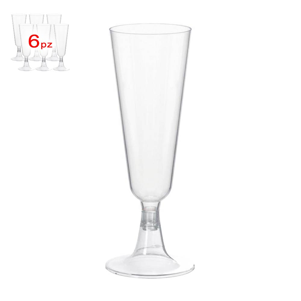Flute in plastica monouso conici con base rosa in offerta