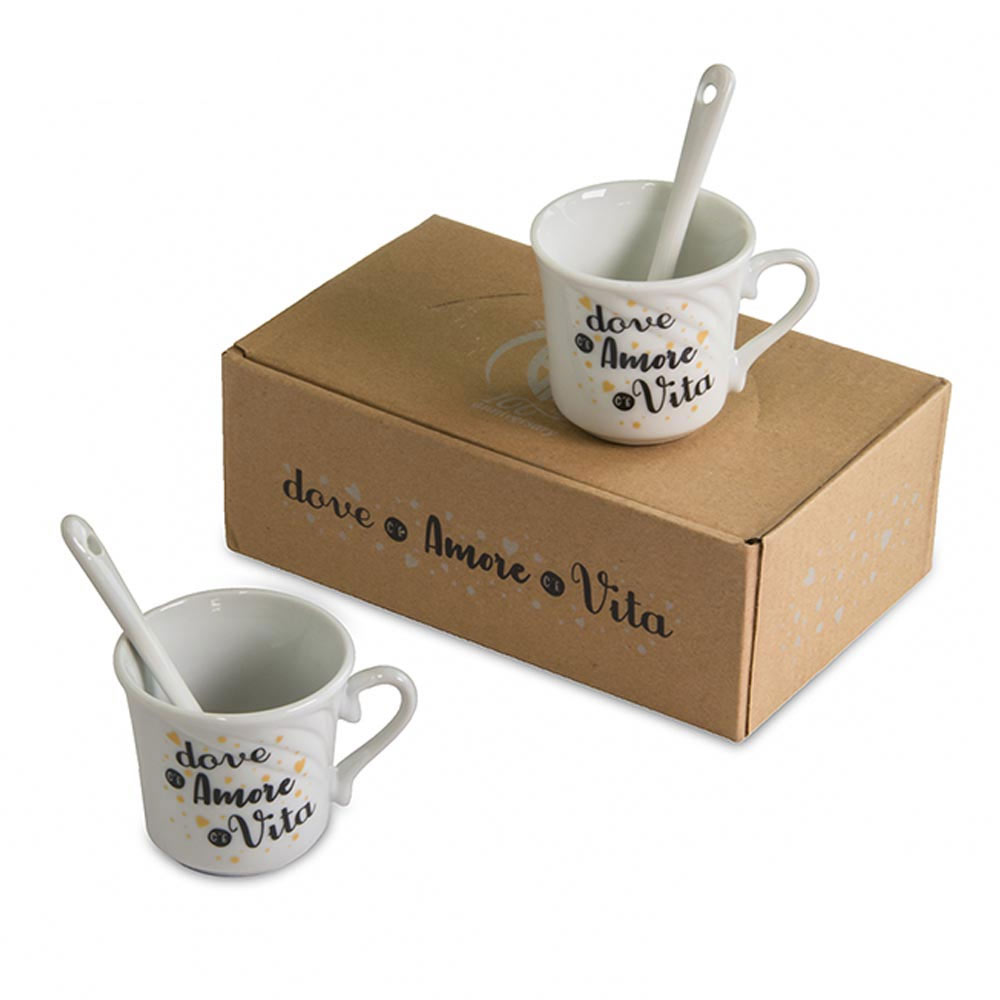 Set 2 tazzine con piattini grace bianco