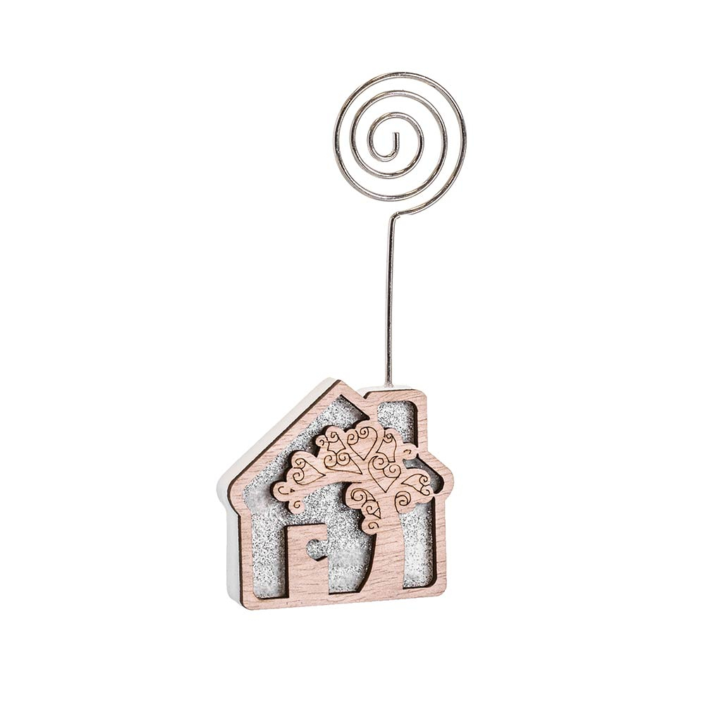 Porta Segnaposto A Fiore Con Clip - 12 Pezzi In Legno Per Feste E Decorazioni - Foto 5