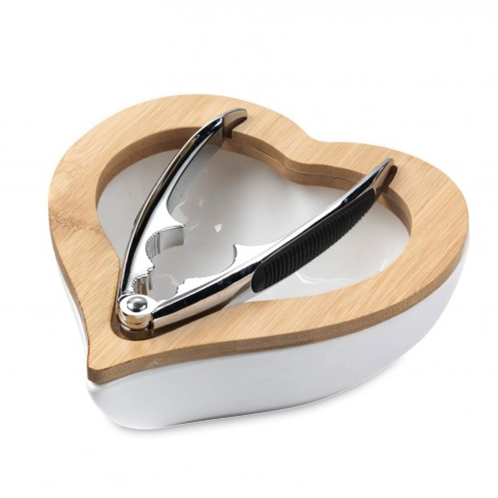 Ciotola Portanoci Brandani Con Schiaccianoci - In Porcellana Bianca E Bamboo, Elegante Per Tavola - Foto 9