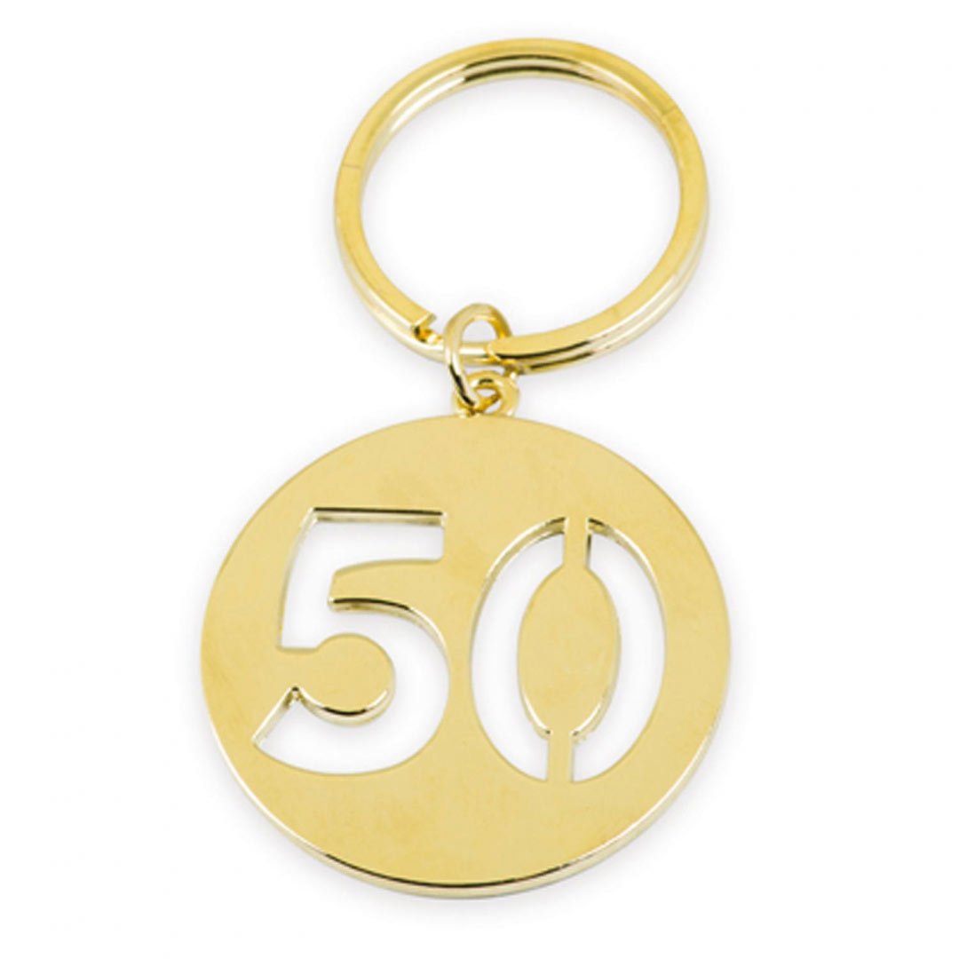 Portachiavi Metallo Numero 50 – Bomboniera Originale Per 50° Compleanno O Anniversario, Idea Regalo In Argento