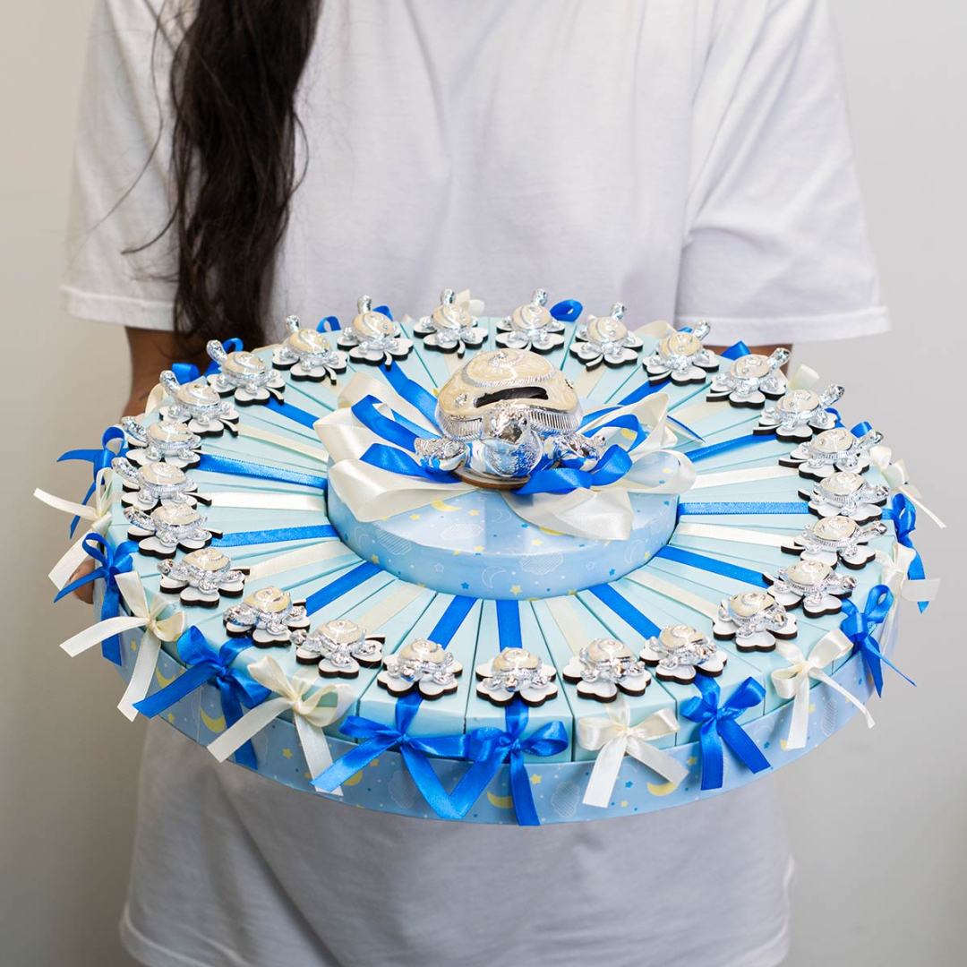 Bomboniere primo compleanno maschio torta portaconfetti Bomboniere primo compleanno maschio torta portaconfetti