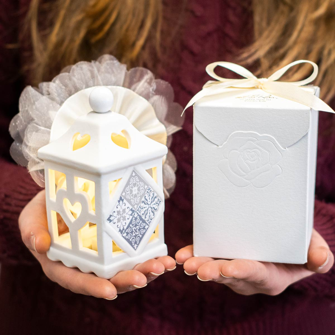Kit Bomboniere 6 Ballerine In Porcellana Con Luce LED – Completo Di Scatole Regalo, Per Battesimo, Comunione, Cresima E 18° Compleanno