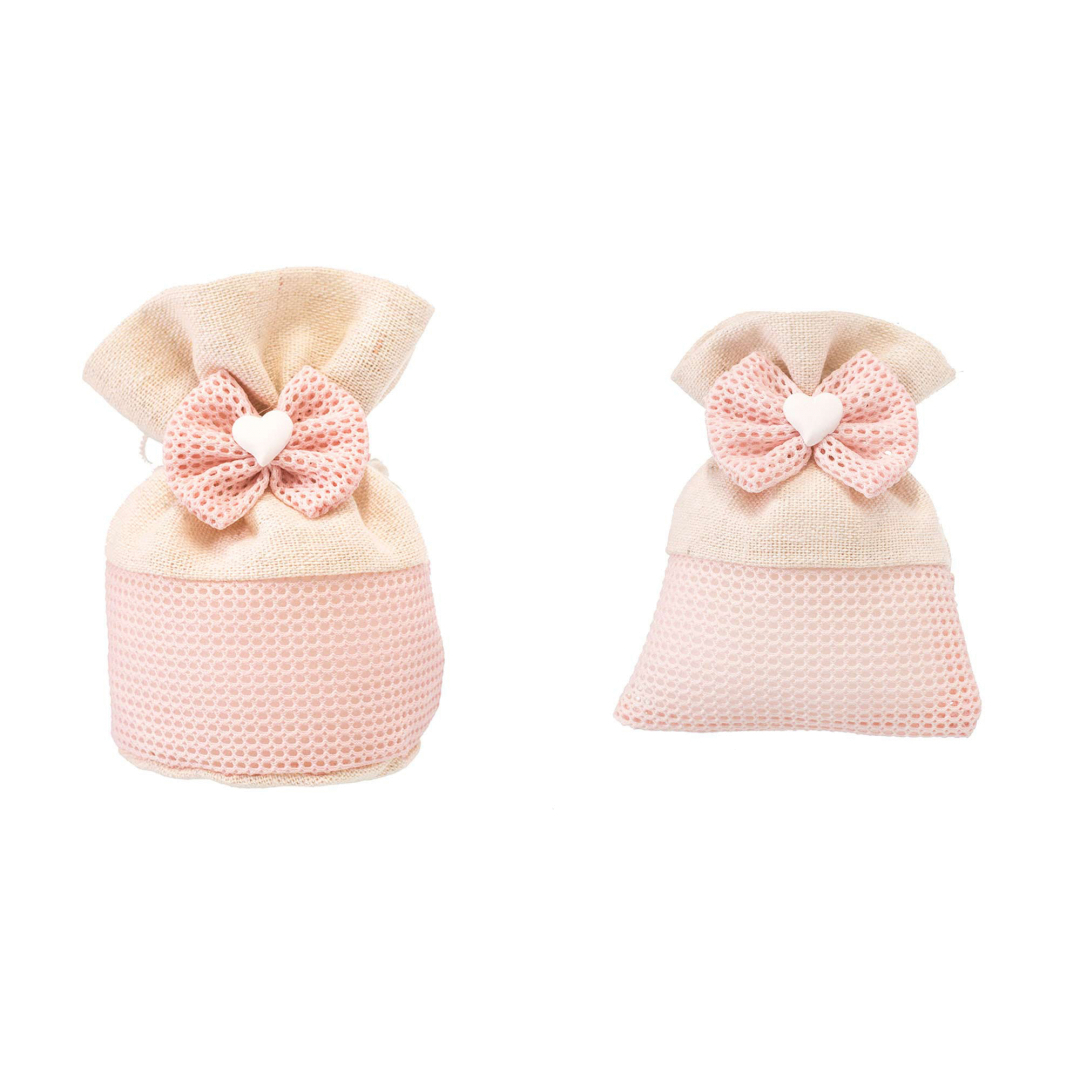 50pz Sacchetti Regalo in Plastica con Fiocco Rosa, Sacchetti per