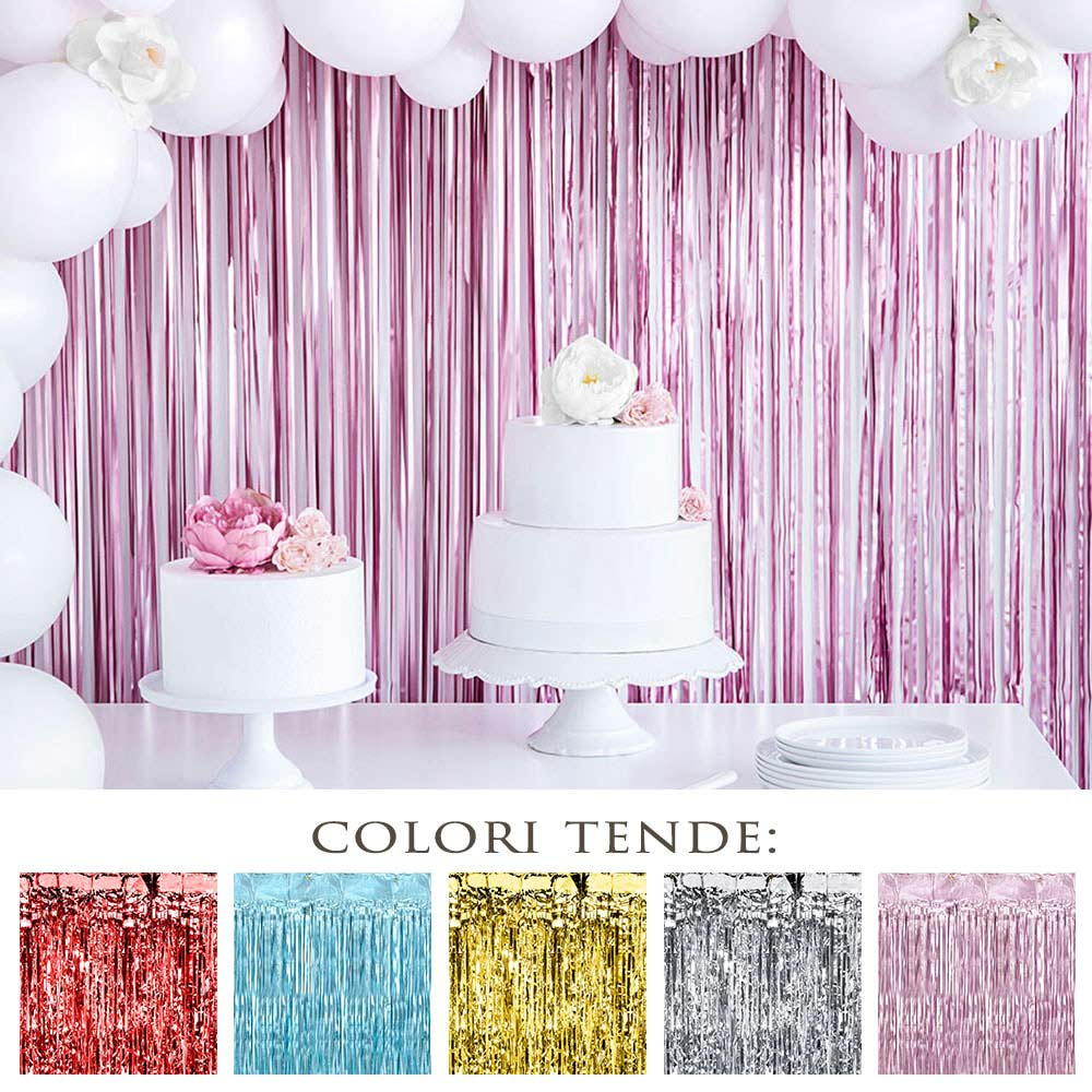 Tenda Sfondo Arcobaleno Con Frange Laminate - 2 Pezzi Da 1x2 Metri - Perfetta Per Compleanni, Matrimoni, Feste A Tema, Cabina Fotografica - 2