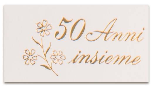 Sacchetto portaconfetti anniversario nozze d'oro con numero 50 in strass,  TNT bianco e tulle color oro decorato con fiocco e punto luce - Bomboniere  cinquantesimo confettate (12 pz con confetti) : 