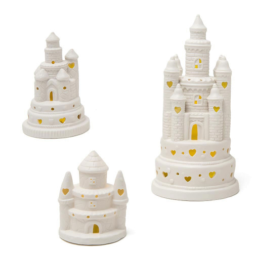Bomboniera castello principessa in porcellana bianca con LED