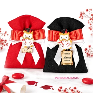 Sacchetti Laurea Made in Italy con gufetto personalizzabili