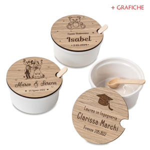 Bomboniere Personalizzate zuccheriera in ceramica e legno