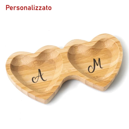 portafedi Matrimonio Originale Cuori in Bambo con incisione