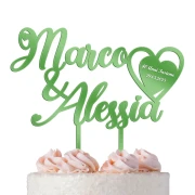 Cake Topper Nozze di Smeraldo 40 Anniversario in Plexiglass Verde