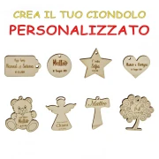 ciondoli legno bomboniere personalizzati