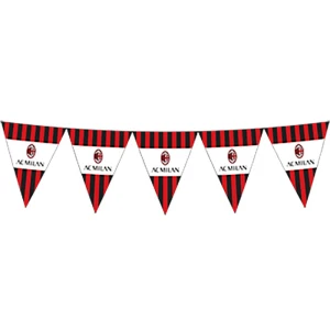 Festone Milan a bandierine triangolari rosso nero 3,6 mt