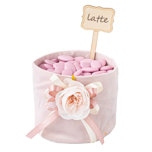 Sacchettone Confettata Portaconfetti Rosa in velluto