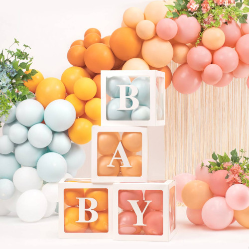 Scatole cubi scritta BABY porta palloncini