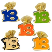 Bomboniere 18 Anni Linea Oro Sacchettini con Scatolina Numero 18 Colorati o Nero/Oro