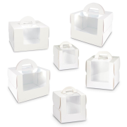 Scatole Bianche con finestra e manico superiore per bomboniere