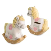 Bomboniere Battesimo Nascita Bimba Cavallino salvadanaio rosa