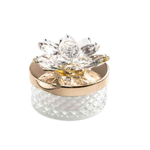 Bomboniere 2024 Candele Diamond Oro con fiore in Cristallo - Alta Qualità