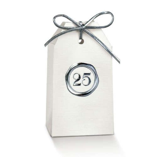 Scatoline portaconfetti Nozze D'Argento stile ceralacca con numero 25