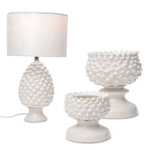 Regali Lampada e Vasi per piante forma di pigna in Porcellana Bianca