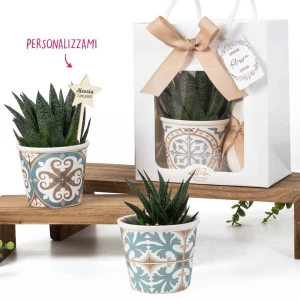 ⚡ OFFERTISSIMA Bomboniere Vasetto Portapiantina porcellana con decoro maioliche