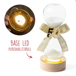 Bomboniere 2027 Nozze D'Oro Clessidra con base LED personalizzabile