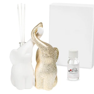 Bomboniere 2026 Profumatore Elefantini Intrecciati Bianco & Oro