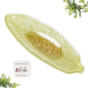 Bomboniera Ciotola a forma di foglia in Vetro con decori dorati - Alta Qualità