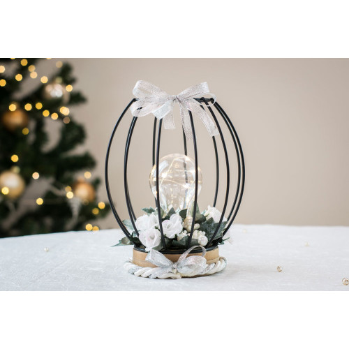 Idea Regalo Natale - Composizione con luce led e decori fatta a mano