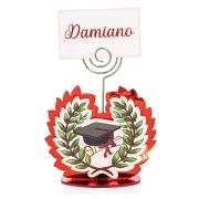 Bomboniere 2026 Linea Rouge Clip Segnaposto a forma di corona d'alloro con tocco e pergamena