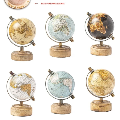 Bomboniere tema viaggio mappamondo vintage base in legno