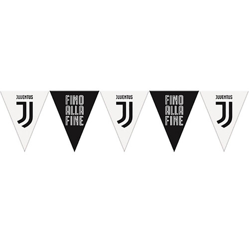 Festone Juventus a bandierine triangolari bianco nero 3,6 mt