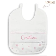 Bavaglino cuori rosa con tela aida ricamabile