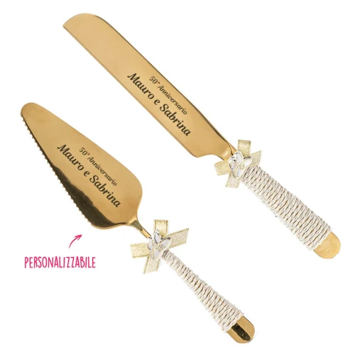 Set taglio torta per nozze d\'oro coltello e paletta Personalizzabile