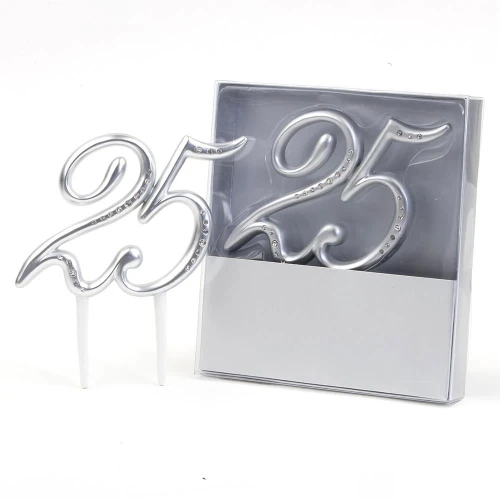 Cake Topper Nozze d\'argento numero 25 anniversario matrimonio