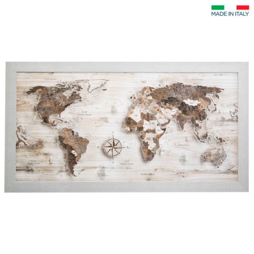 Quadro Mondo vintage tema Viaggio in legno 109x59 cm