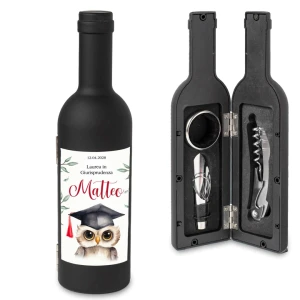 Idea Bomboniera Utile Laurea Gufetto Bottiglia di Vino Set accessori Vino