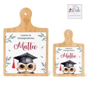 Bomboniere Laurea Gufo Personalizzate Tagliere in legno