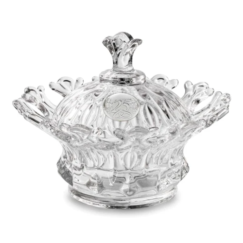 Bomboniere 2026 Nozze d\'Argento Corona vetro porta-candela e portagioie