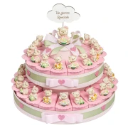 Torta Bomboniere da 35 Fette Orsetto con fiocco rosa