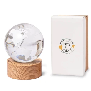 Bomboniere 2026 Tema Viaggio Mappamondo grande con base in legno a LED personalizzabile