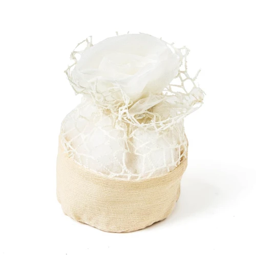 Bomboniere Sacchettini Portaconfetti con rosa AVORIO E BASE  BEIGE