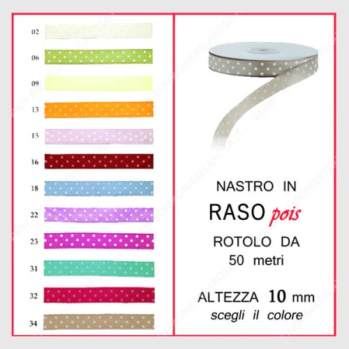 nastro in raso pois 10 mm rotolo da 50 mt