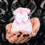 Ultimi 30 pezzi Sacchettino Piatto portaconfetti rosa a righe con fiocco e gessetto cuore