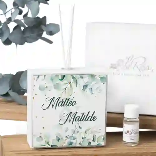 Bomboniere 2026 Tema Eucalipto Profumatore a LED Personalizzabile