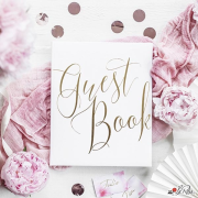 Guest Book Bianco Rilegato in Oro