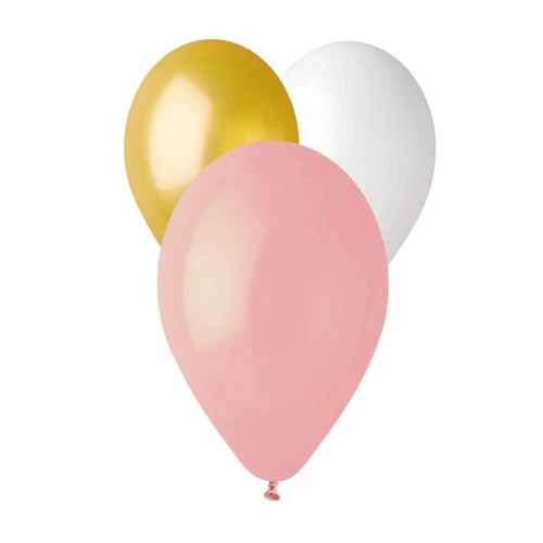 50 Palloncini per battesimo e nascita bimba stile chic - Rosa Oro e Bianchi