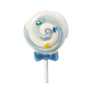 Bomboniera 2026 Battesimo e Nascita Maschio Magnete Lollipop in Porcellana Lecca-lecca Pastello con Cuoricini