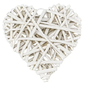 Cuore di vimini bianco 18 cm